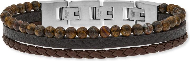 Save Brave Armband SBB-Tyler-BR Herren (21.50 cm, Edelstahl, Leder, Stein)