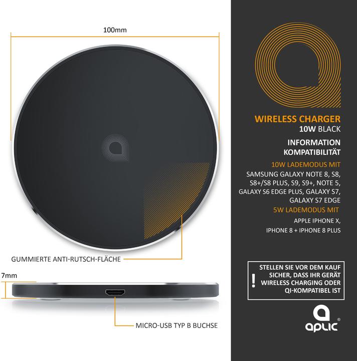 Produktbild Aplic Fast Wireless Charger Qi 1.1 (10 W)