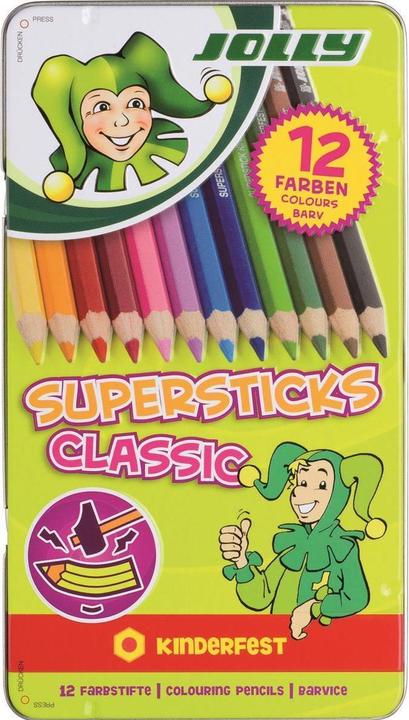 Produktbild Jolly Buntstifte Supersticks Kinderfest Bruchfeste & ungiftige Farbstifte Made in Austria 12 Stifte (Mehrfarbig, 12 x)