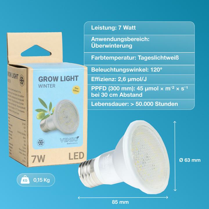 Produktbild Venso E27 Pflanzenlampe "Winter" 7W 120° (LED)