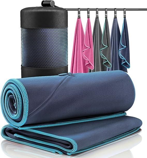 BeMaxx Set de serviettes en microfibre, bleu