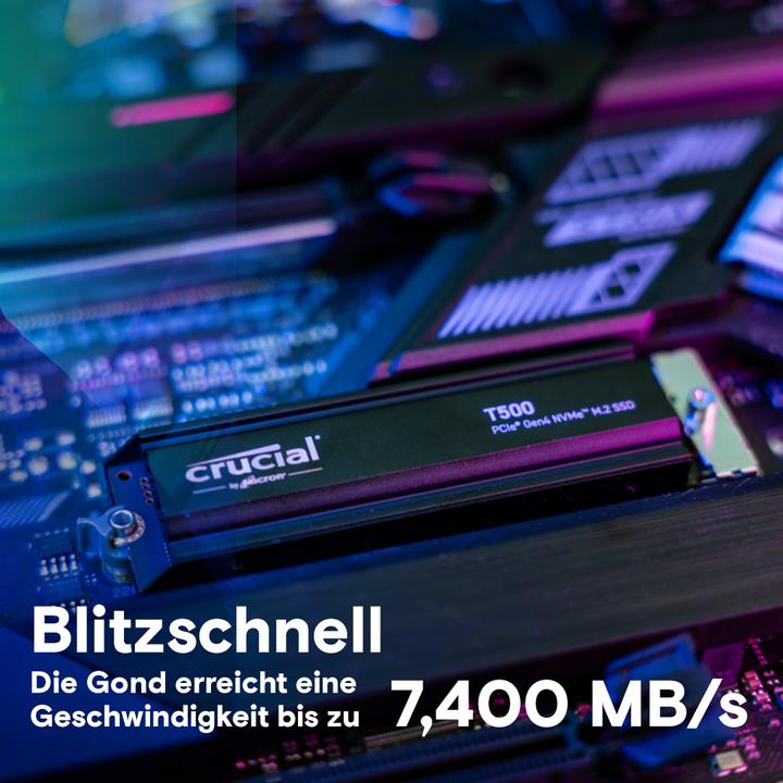 Actual product image Crucial T500 mit Kühlkörper (4000 GB, M.2 2280)