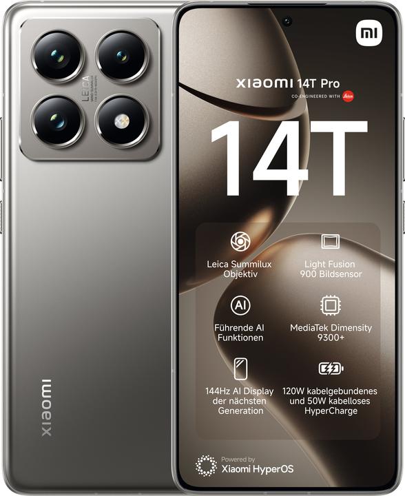 Actual product image Xiaomi 14T Pro (512 GB, Titan Gray, 6.67", Dual SIM, 50 Mpx, 5G)