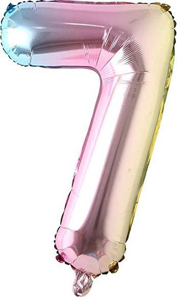 Produktbild Folienballon Mehrfarbig Zahl 7 - 40cm (1 x)
