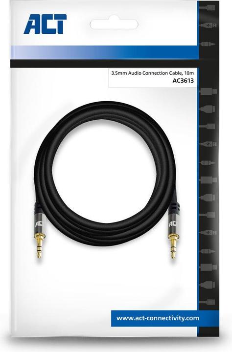 Productafbeelding 10 meter hoge kwaliteit audio verbindingskabel 3,5 mm stereo jack mannelijk - mannelijk (10 m, 3,5 mm aansluiting (AUX))