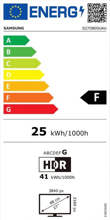 Energy Label Samsung ViewFinity S8 - S80UD (3840 x 2160 Pixels, 27")
