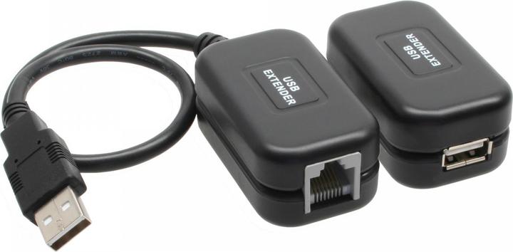 Image du produit InLine ® Rallonge USB, jusqu'à 60m via câble réseau RJ45 cat. 5e (60 m, USB 1.1)