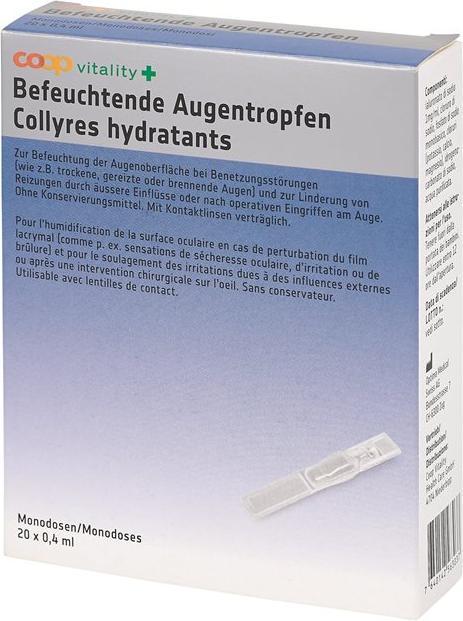 Produktbild Coop Vitality befeuchtende Augentropfen 20 Monodos 0.4 ml (0.40 ml, 1 x 0.4 ml befeuchtende Augentropfen)