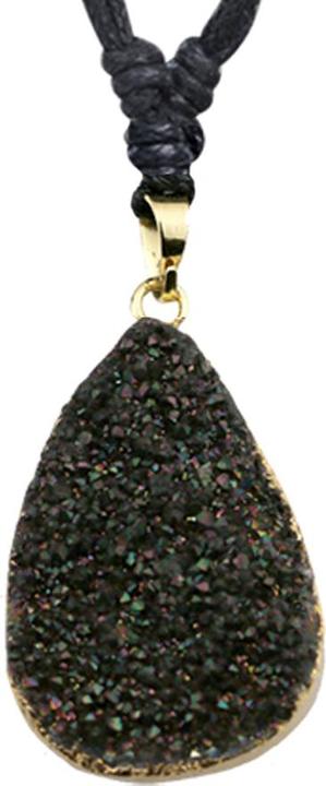 Star Piercing Halskette schwarz Anhänger aus schwarzer Druzy Achat Stein (Messing, Mineralisch)