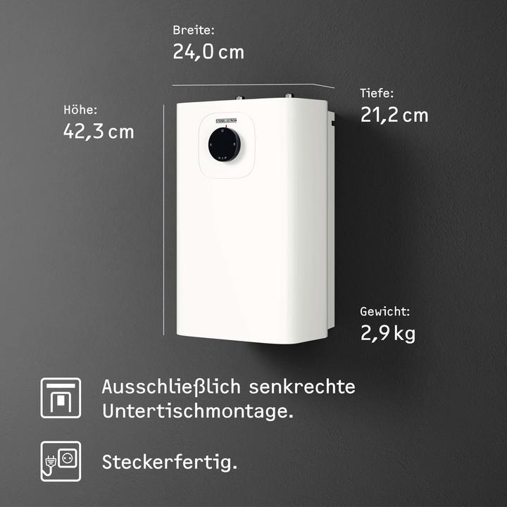 Produktbild Stiebel Eltron SNU 5 Plus 1 kW, sehr kompakt, antitropf, thermostop, Untertischboiler 5 l Niederdruck mit Stecker