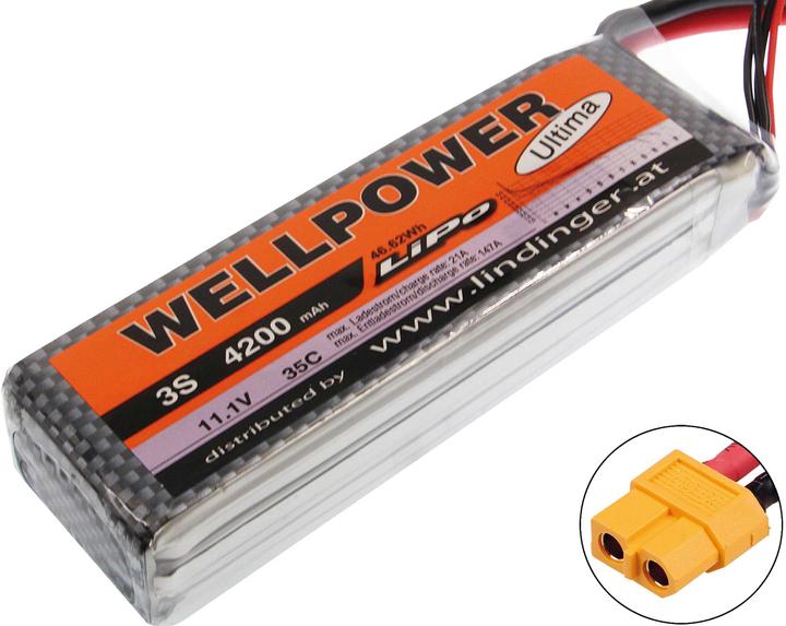 Produktbild Wellpower LIPO AKKU ULTIMA 4200 MAH / 11,1 VOLT 3S 35/70C CH5/8 XT-60 (11.10 V, 4200 mAh)