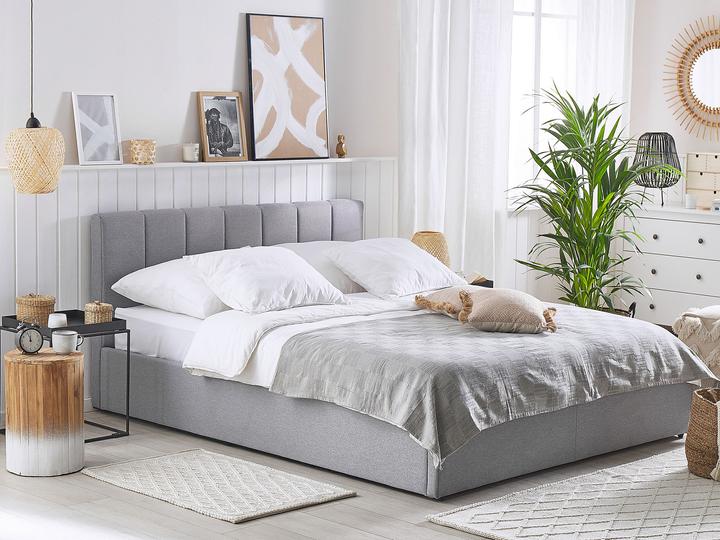 Actual product image Beliani Light grey upholstered bed with folding bed base 180 x 200 cm DREUX (180 x 200 cm)