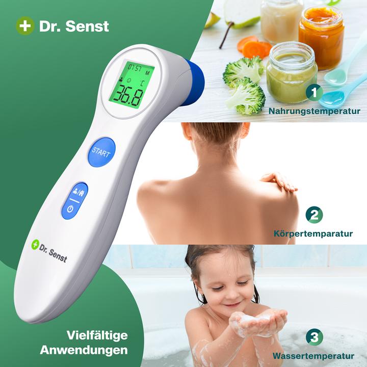 Produktbild Dr. Senst Digitales Fieberthermometer Hochpräzise Temperaturmessung Infrarotes berührungsloses Fiebe (Stirn, Berührungslos)
