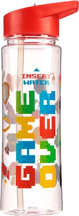Immagine prodotto Puckator Game Over Borraccia di plastica riutilizzabile con cannuccia pieghevole 550ml (0.50 l)