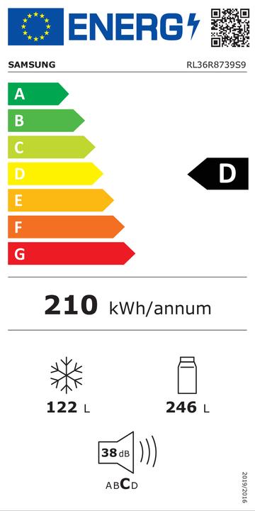Energie-Label Samsung RL36R8739S9/EG premium edelstahl look (355 l)