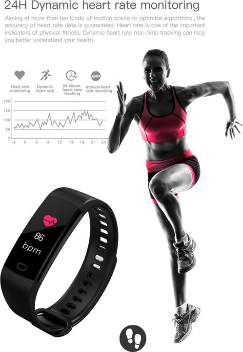 Actual product image JTI Y5 Multifunctional activity tracker with dark blue colour screen
