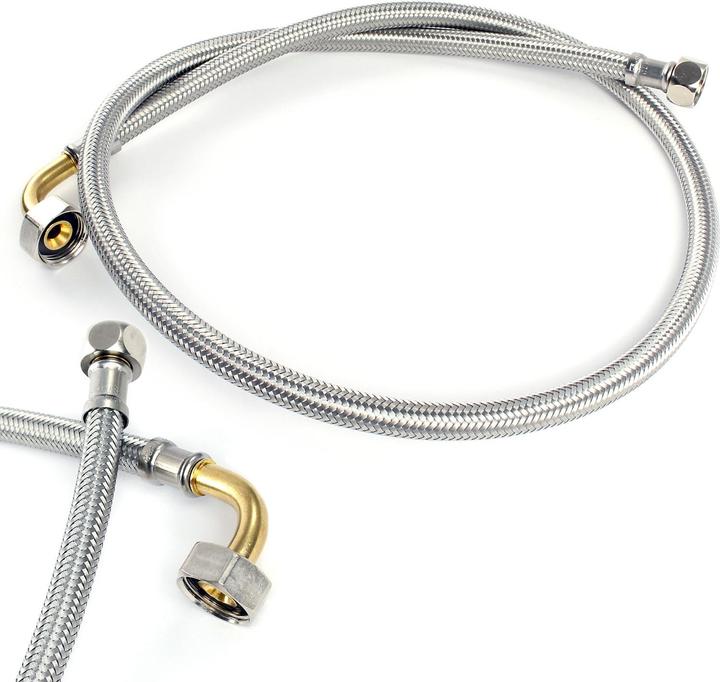 Immagine prodotto XPOtool Tubo flessibile da 800 mm DN8 3/8" UN con gomito (14,95 mm) e 1/2" UN (18,64 mm) Tubo corazzato