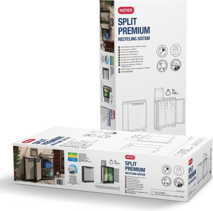 Immagine prodotto Keter Armadio per il riciclaggio Split Premium in plastica nera 220 l (220 l)