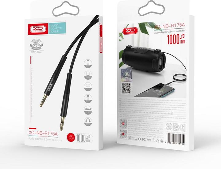 Image du produit xO câble audio NB-R175A jack 3,5mm - jack 3,5mm 1,0 m noir (1 m, Jack 3,5 mm (AUX))