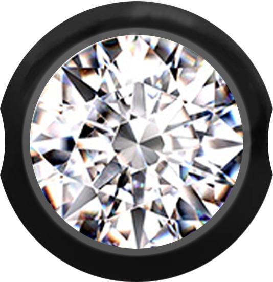 Star Piercing Ball Closure Kugel schwarz mit Kristall silber (Chirurgenstahl 316L)