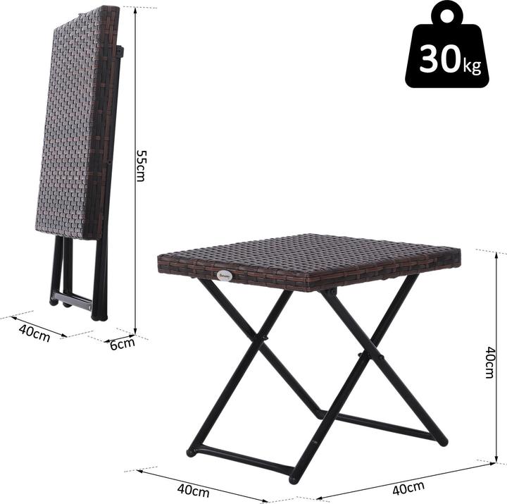 Produktbild Outsunny Polyrattan Gartentisch klappbar (40 cm)