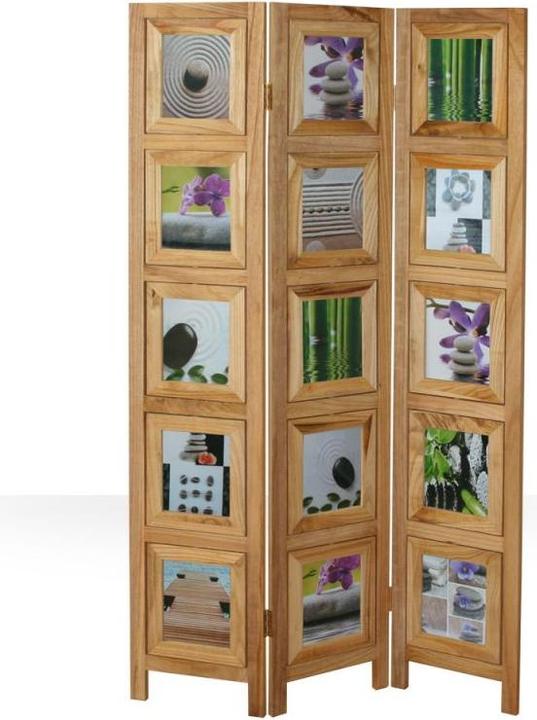 Produktbild Greendeco 3 fach Paravent Raumteiler Holz Trennwand in natur Foto Fotowand