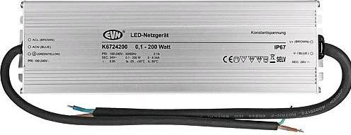 Actual product image EVN K6724200 LED power supply 24VDC 0,1-200W IP67
