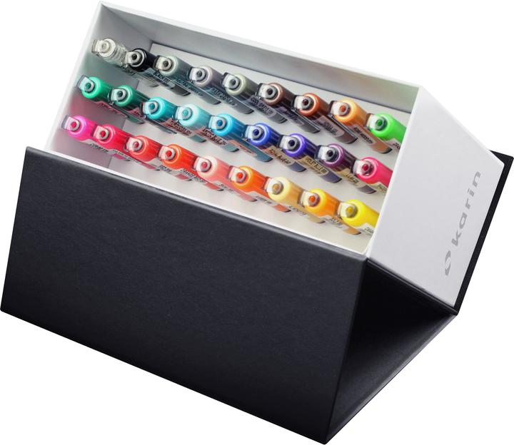Produktbild Karin Brush Marker Pro Mini Box (M, Magenta Red, Cerise, Soft Peach, Gold, Amber, Orange red, Red, Canary, Almond, 27 x)