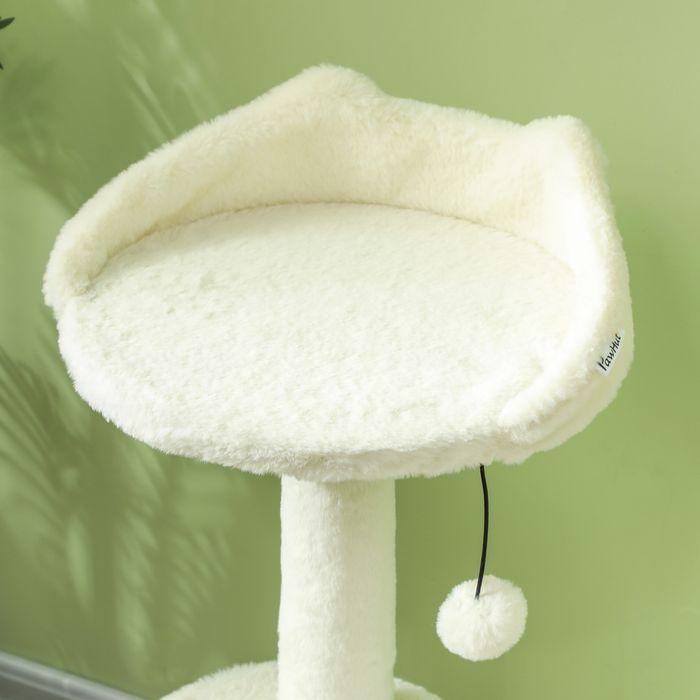 Produktbild Swisshandel24 Kratzbaum 79 cm Katzenbaum mit Katzenhöhle, für Katzen bis 5 kg, Cremeweiss (79 cm, Cremeweiss)