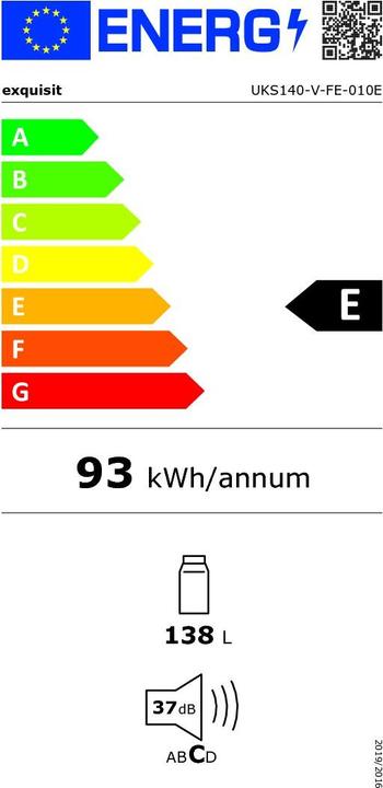 Energie-Label Exquisit EXQ UKS140-V-FE-010E Kühlschr (138 l)