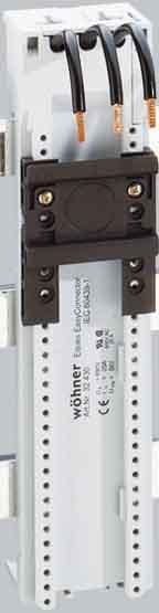 Actual product image Wöhner Busbar adapter spacing=60mm W200mm 2busbars 3Ltg AWG12 25A 5-10mm 45mm (Cable hole)