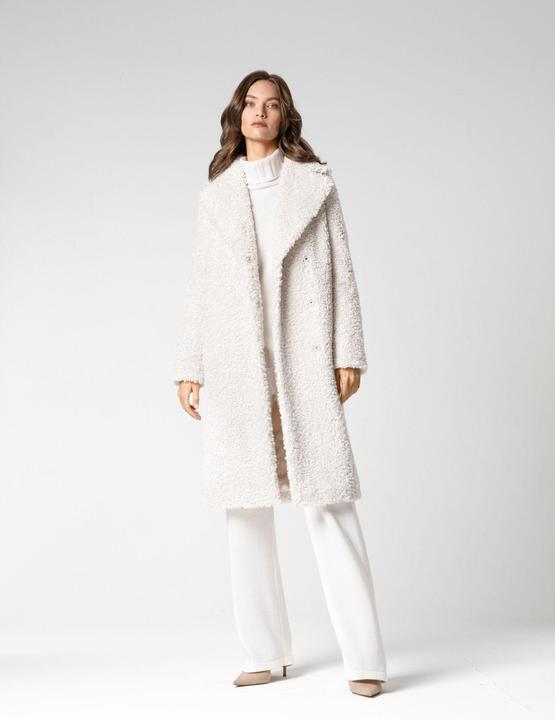 Immagine prodotto Furnari Cappotto strutturato in eco-pelliccia con collo all'inglese in bianco brillante (44,46) (42)