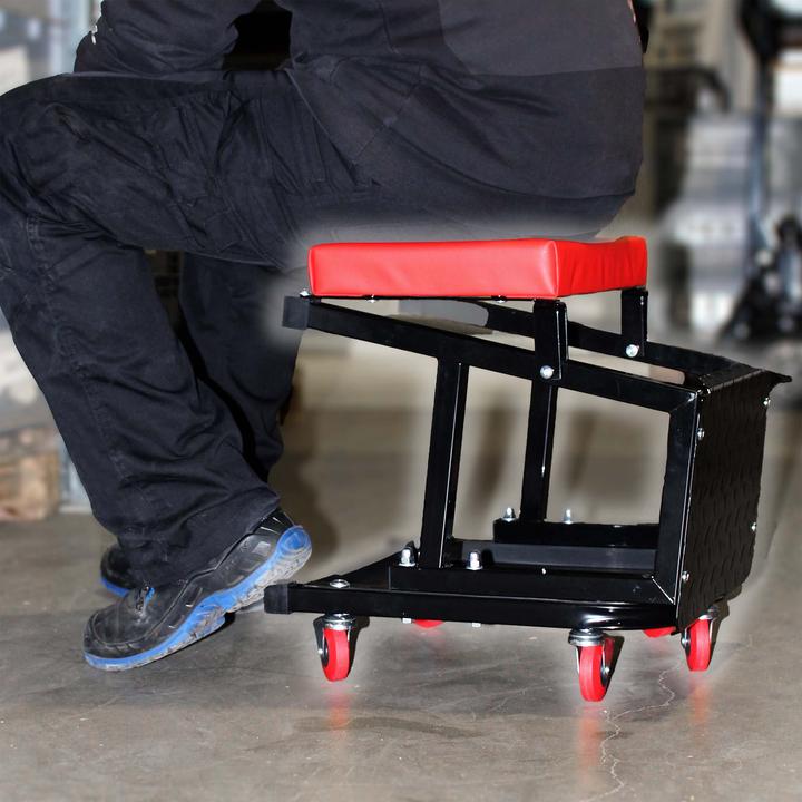 Produktbild Wiltec Werkstattwagen rollbar Tritthocker Werkstatthocker Rollsitz Leiter Ablage