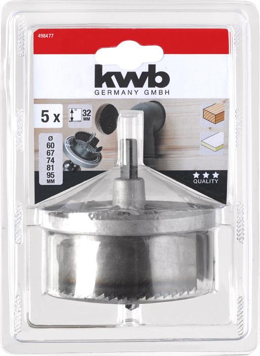 Actual product image kwb Scie cloche multigrue, 5 pièces, ø 60-95 mm (60 mm, 68 mm, 74 mm, 81 mm, 95 mm)