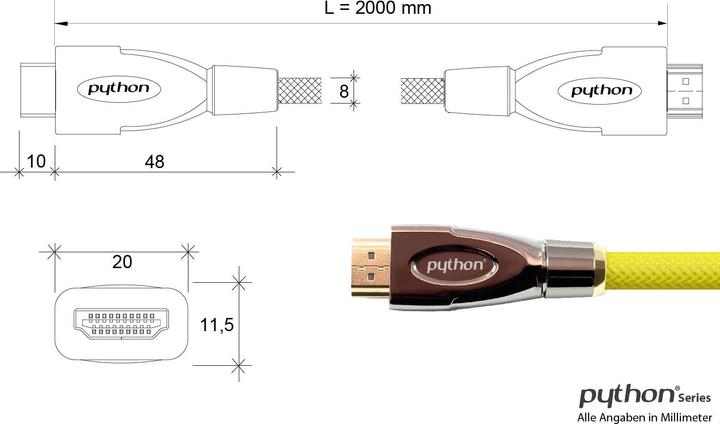 Productafbeelding Python HDMI - HDMI (2 m, HDMI)