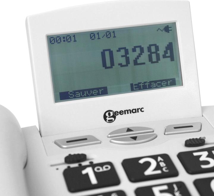 Image du produit Geemarc SERENTIES Téléphone filaire senior avec transmetteur d'appel d'urgence Écran rétroéclairé Blanc