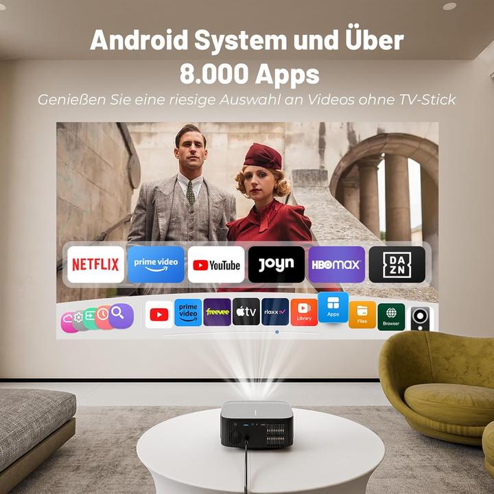 Immagine prodotto Zoomcat 4K Smart Beamer mit Netflix, Smart Android TV & WiFi-Bluetooth (800 lm)