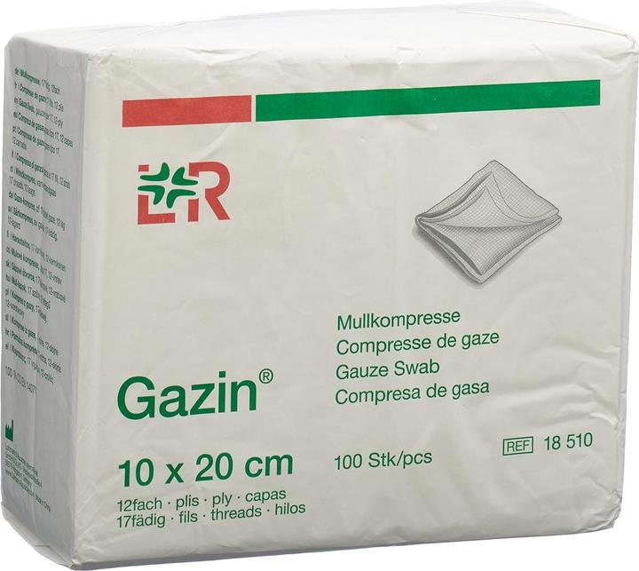 Actual product image Gazin Mullkompressen 10x20cm 12-fach/17 fädig mit RK