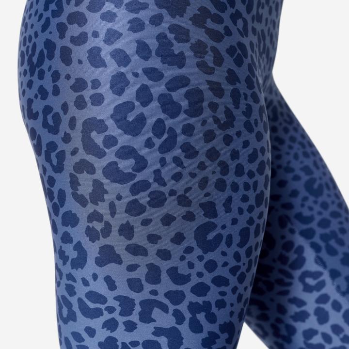 Image du produit Domyos Legging de fitness taille haute femme, imprimé léopard bleu (W26/L30)
