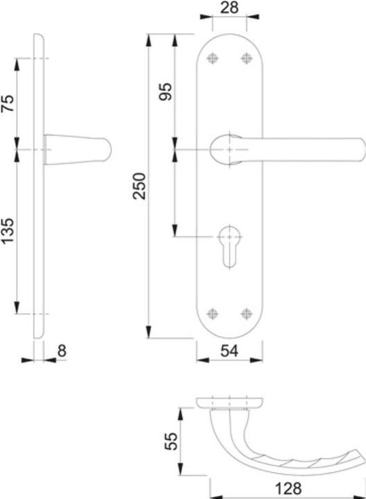 Produktbild Hoppe Renovationsgarnitur Tôkyô 1710/3334 Aluminium F1 PZ Vierkant 8 mm Entfernung 72 mm (Türgarnitur)