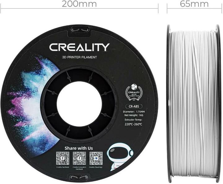 Actual product image Creality Filament ABS, White, 1.75 mm, 1 kg (ABS, 1.75 mm, 1000 g, White)
