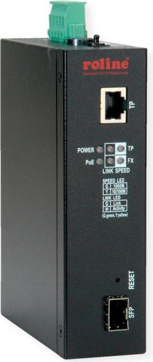 Image du produit Roline Convertisseur industriel Gigabit Ethernet - fibre 100/1000 à double vitesse, avec fonction PoE
