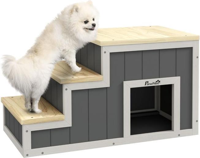 Produktbild Swisshandel24 2-in-1 Hundetreppe, Katzentreppe mit Höhle, Haustiertreppe mit 3 Stufen, Haustierrampe aus Holz, Kat (Katze, Hund, Faltbar)