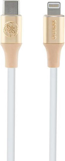 Guess GUCLLALRGDD kabel USB-C - Lightning 1.5m Fast Charging złoty/light gold Ebossed Logo (1.50 m, USB 3.2 Gen 1)