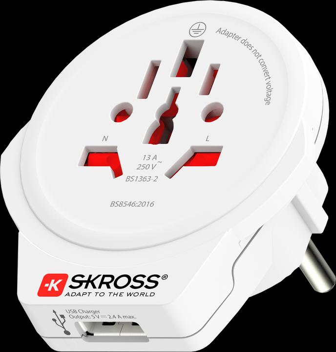 Actual product image Skross Country Travel Adapter and USB Charger World to Europe USB