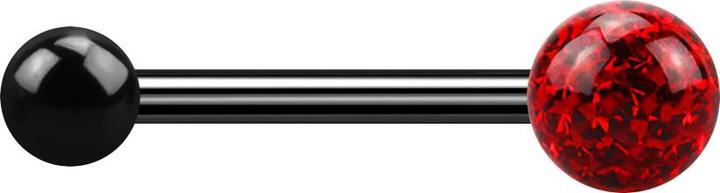 Star Piercing Barbell schwarz mit Kugel und Kristallkugel rot Epoxy Schutzschicht (ohne Messing, Titan G23)