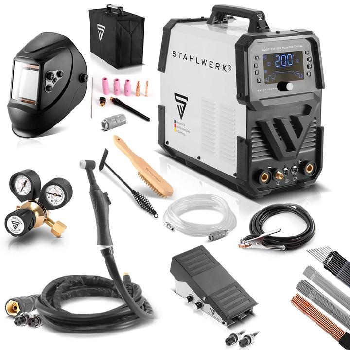 Actual product image Stahlwerk Shielding gas welder AC/DC TIG 200 Pulse Pro Digital Fully equipped