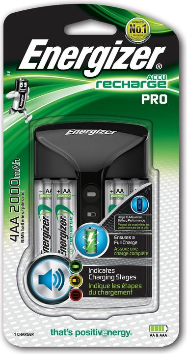 Energizer Recharge Pro (4 Stk., AA, 2000 mAh, Ladegerät inkl. Akku)