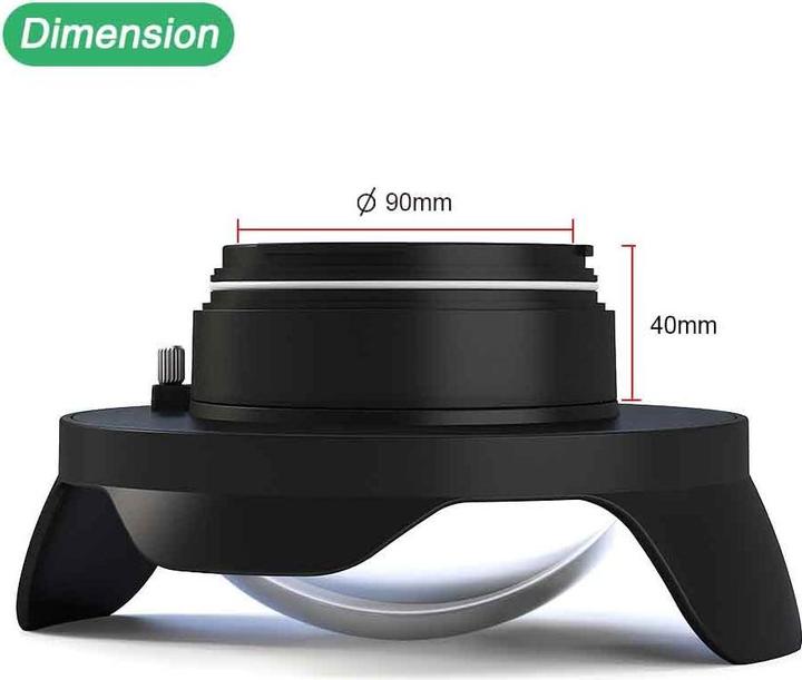 Actual product image Seafrogs WA005-B-GL WA005-A Series 6 inch Dome Port 40M/130FT (Plastic Tube, Glass Dome)