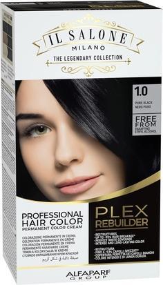 Il Salone Milano Plex Rebuilder Permanent Hair Color Cream 1.0 Pure Black Professional Hair Dye Kit (1.0 Pure Black)